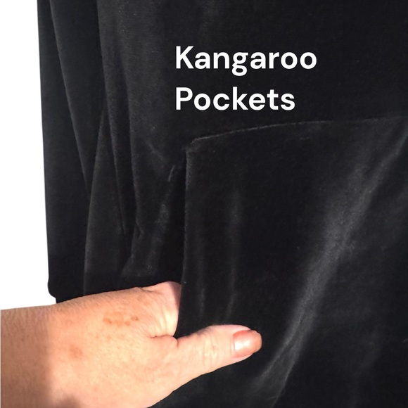 NWT GreenTea Midnight Black Velour Hoodie  MEDIUM   #7 - Picture 6 of 12